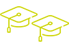 multiple graduation caps icon