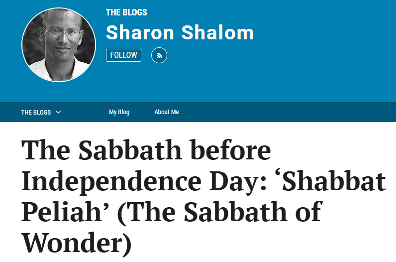 Headline of Times of Israel Article by Rabbi Dr. Sharon Shalom
