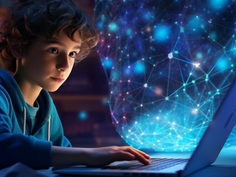 ילד גולש בלפטופ