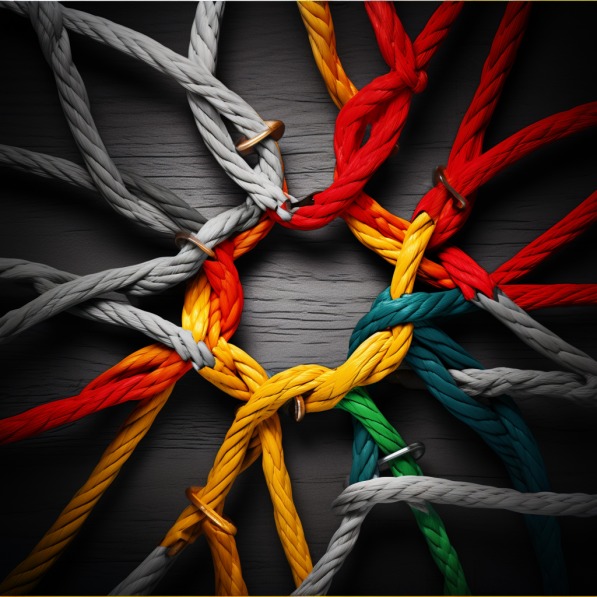 חבלים צבעוניים קשורים